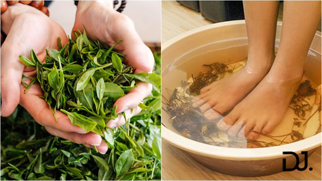 Dùng trà xanh trị bệnh hôi chân khi đi giày