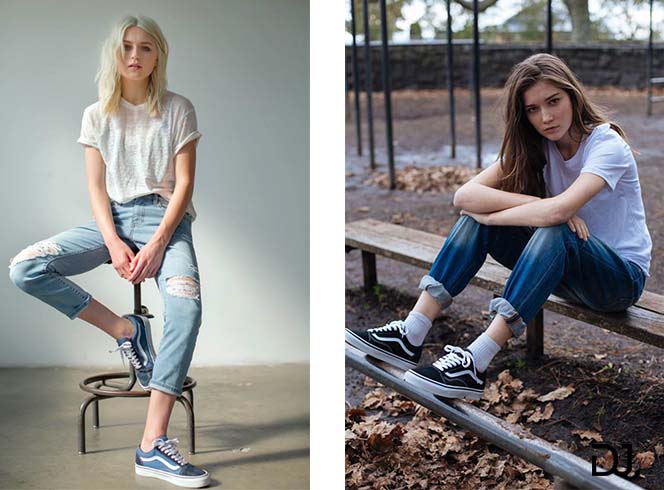 Phối giày Vans nữ với style giấu quần