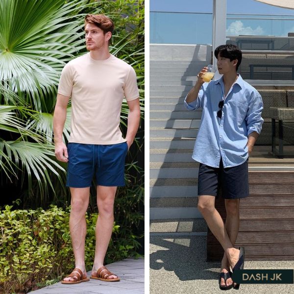 Phối đồ với quần short màu đen và xanh