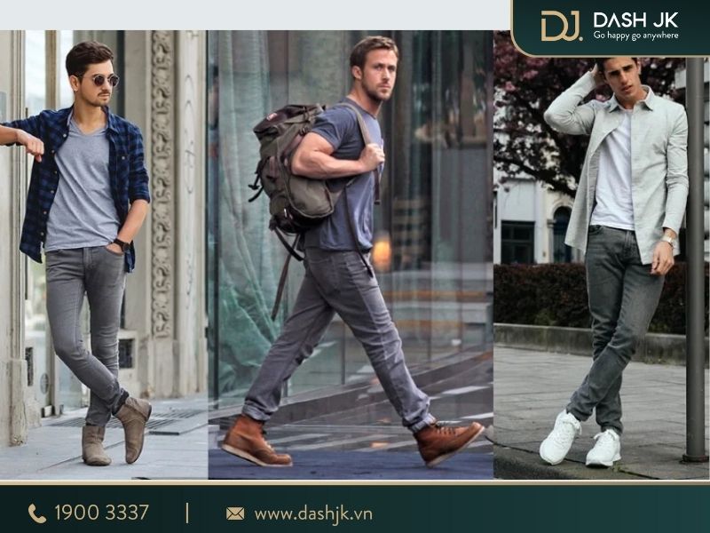 5+ Cách phối đồ cực thời trang với quần Jean xám nam
