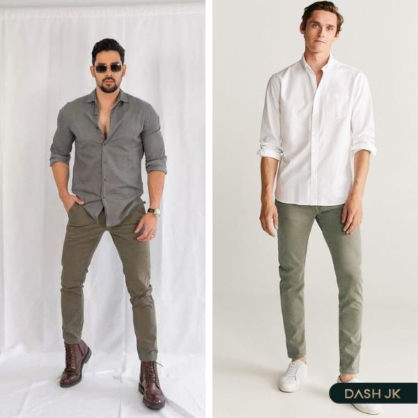 Phối áo sơ mi form rộng nam với quần skinny
