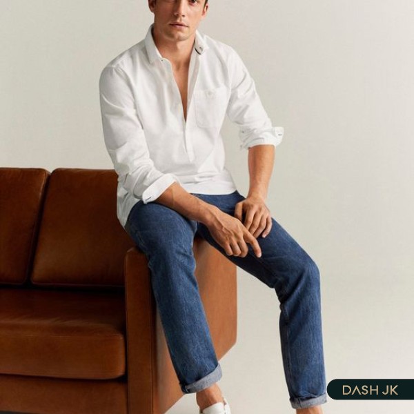 Phối đồ thời trang nam công sở với Áo sơ mi trắng và quần jean