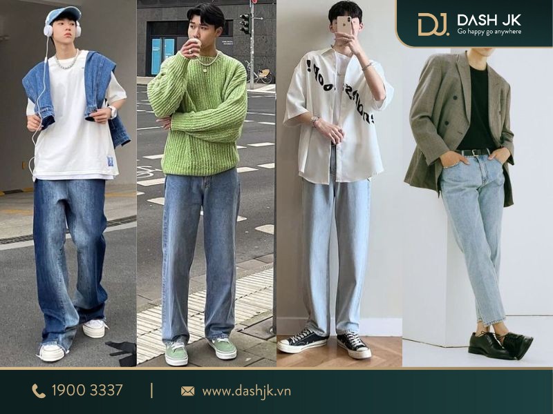 phối đồ với quần jeans nam