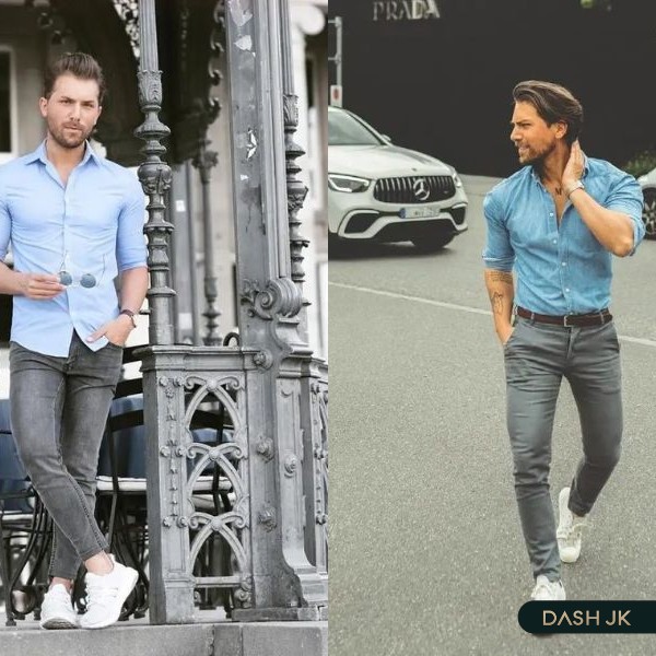 Phối đồ với quần jeans xám