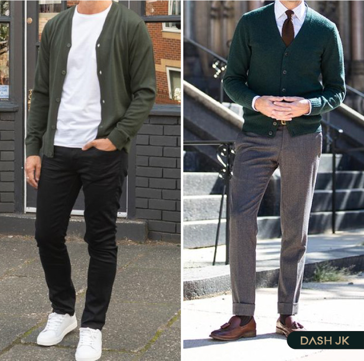 Phối đồ với áo cardigan màu xanh cốm