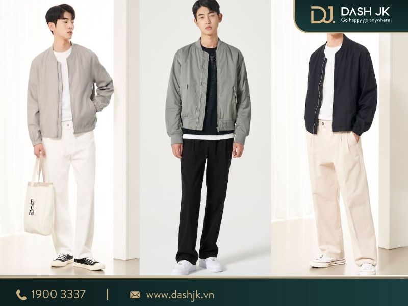phối đồ với áo bomber nam