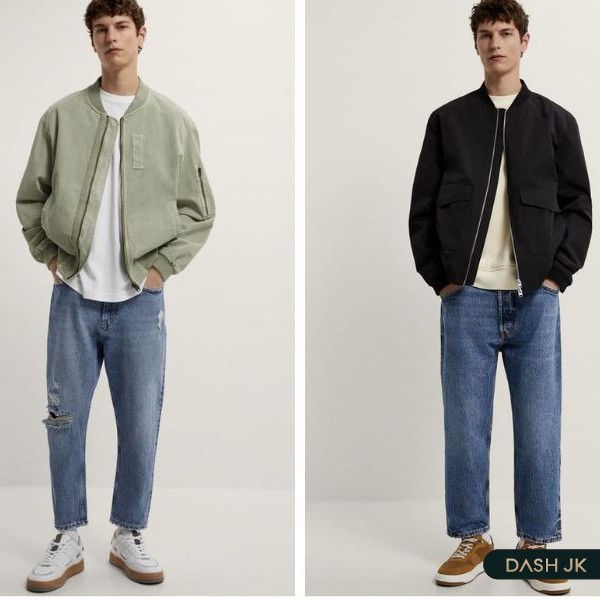 Phối đồ quần jean ống rộng cùng bomber trẻ trung