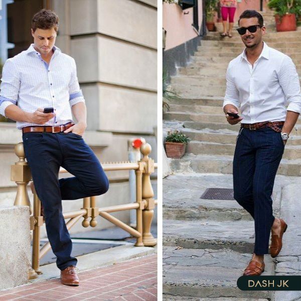 Phối đồ với giày nâu và quần Jean