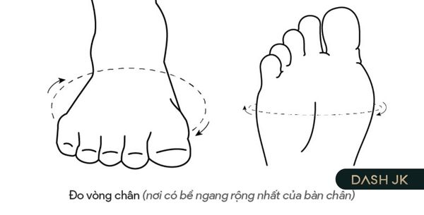 Chọn size giày bằng cách đo độ rộng vòng bàn chân