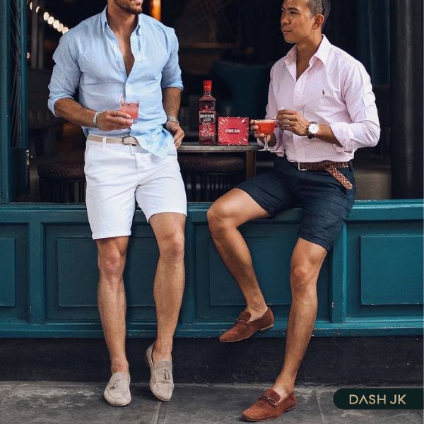 Phối giày loafer với quần short