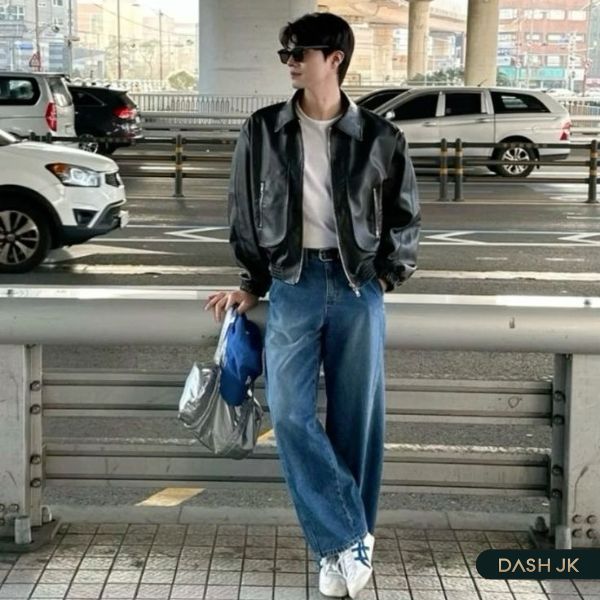 Quần baggy phối đồ cùng áo Jacket