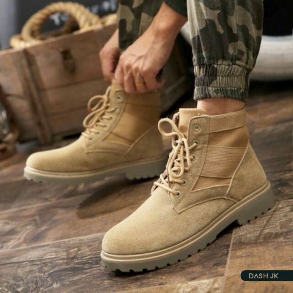 Giày Boots da lộn cổ cao cool ngầu