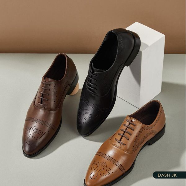 Giày da nam Wingtip Oxfords công sở mũi tròn