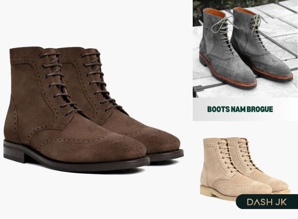 Boots Brogue da lộn được ra đời từ việc ghép các miếng da động vật lại với nhau