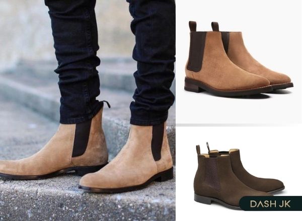 Chelsea boots da lộn nâu bò lịch lãm