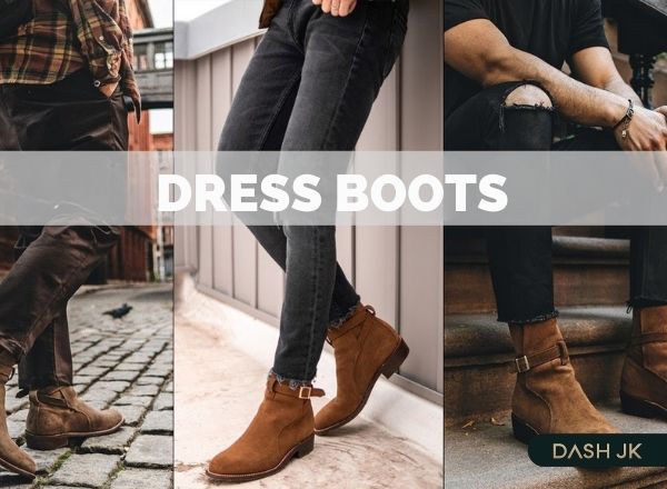 Giày boot nam cổ cao da lộn Dress boots màu socola