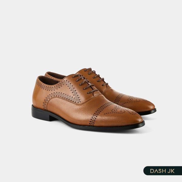 Giày Oxford nam Classical đậm nét hoài cổ với hoạ tiết brogues đục lỗ