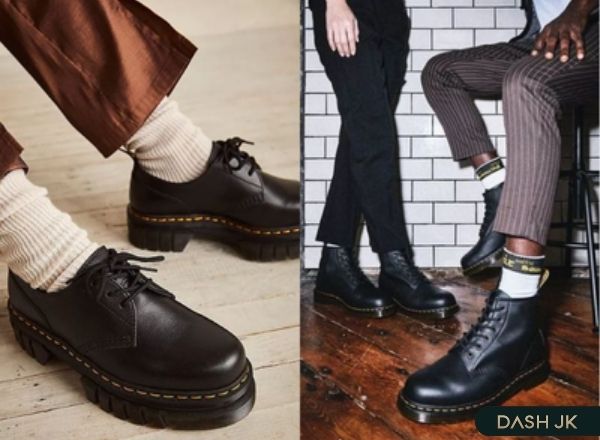 Giày boot nam cổ thấp đế cao Dr. Martens đúc từ cao su nguyên khối dày dặn