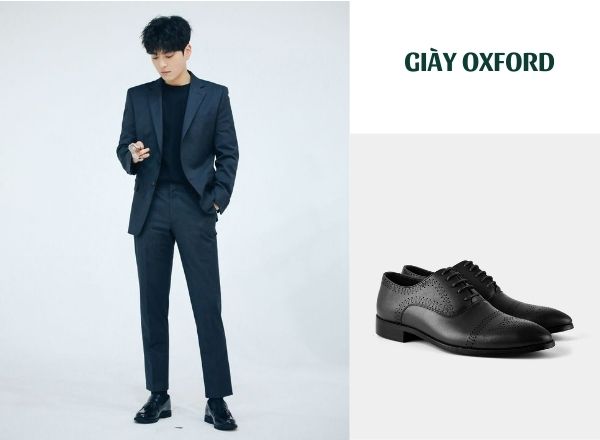 Phối đồ với giày tây Oxford cùng suit công sở tạo vẻ ngoài chuyên nghiệp