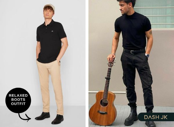 Phối đồ với Chelsea boot cùng quần chinos và áo thun phong cách casual