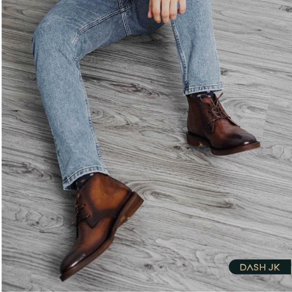 Giày tây nam cao cổ độn đế Chukka boot giúp chàng hack dáng tinh tế