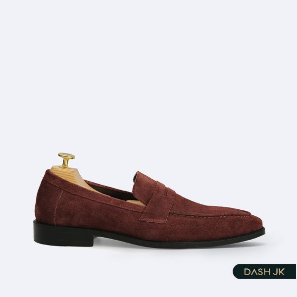 Giày Penny Loafer da lộn nâu đỏ đi tiệc LaForce