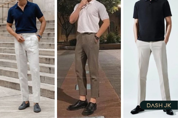 Áo polo, quần tây, giày lười thoải mái - outfit đi đám cưới