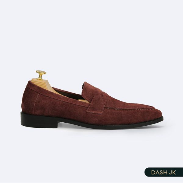 Giày da lộn nam Penny Loafer nâu đỏ LaForce 