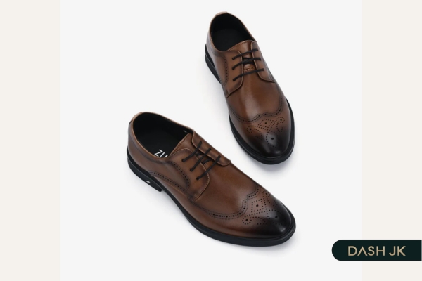 Giày chú rể trẻ trung derby wingtip mũi tròn